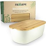 Brotbox Bambus - 2 in 1 Brotkasten Weiß mit Schneidebrett - sehr praktische Brot Aufbewahrungsbox Holz - Brotkorb Bambus Modern und ein schönes Design - Brotkasten Bambus als Geschenkidee Brot Box