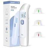 Fieberthermometer kontaktlos für Erwachsene Kinder Baby, digitales Stirnthermometer temperaturmessgerät, genaues schnelles Ablesen, Fieberalarm, Speicherabruf mit genauer Zeit, weiß