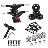 Yiida Skateboard Räder Set, Skateboard Achsen Set-up, Skateboard Hardware, Longboard Achsen, Generic Skate Board Halterung PU-Stoßdämpfer Für Erwachsene Jungen Mädchen Kinder, Schwarz