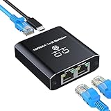 HRSDEIE LAN Splitter 1 auf 2 1000Mbps Out, Gigabit Ethernet Splitter LAN Switch 2 Port Mit Type-C-Netzkabel RJ45 /Internet Splitter für Computer, Hub, Switch, Router, Set-Top Box, Digital TV, Cat5/6/7