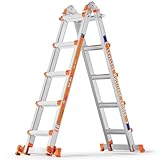 Moonlight Manor Eine Rahmen 5-Stufen-Leiter, eine 5 m Lange Schiebeleiter mit Stabilisator und Rädern, 150 kg Sicherheitslast-Mehrpositionsleiter für Treppen Home Indoor Outdoor Roof