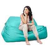 Aiire Luxuriöser Sitzsack für den Außenbereich, XXL, 180 x 140 cm, Riesensitzsack mit Füllung, Premium Olefin, moderne Bean Bag für Pool, Garten oder Terrasse, für drinnen oder draußen, türkis