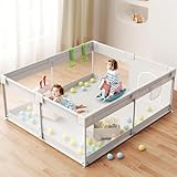 Lertantri Laufstall Baby 175x150cm - Großes Laufgitter Baby, XXL Kinderlaufstall für Innen und Außen, Mit Atmungsaktivem Netzdesign, Rutschfeste Basis, 2 Zugringe(175x150x64cm)