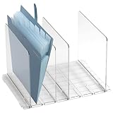 Veki Claer Schreibtisch-Organizer aus Acryl, 4 Fächer, Brief-Organizer für Schreibtisch, vertikal, verstellbarer Aktenhalter für Schreibtisch, Regal, Büro, Brief-Organizer, Zubehör (transparent, vier