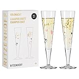 RITZENHOFF 6031004 Champagnerglas 200 ml - Serie Goldnacht Duett 2023, 2x Designerstück mit Echt-Gold - Made in Germany