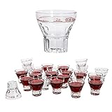 Van Well 24er Schnapsgläser Set Mannheim I 2cl Shotgäser aus Kristall-Glas mit rotem Eichstrich I Pinnchen Gläser für Tequila Raki Wodka Likör Ouzo I Kurze Gläser Set 24 teilig