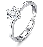 KALVICA 925 Sterling Silber Ringe für Damen Verstellbarer Verlobungsring mit Weiß Zirkonia Engagement Ring Trauringe Eternity Promise Ringe for Couples