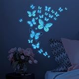 ALEGRE® 25 Stück Wandtattoo Schmetterlinge Leuchtend, Wandtattoo Leuchtend Schmetterling Wandaufkleber, Schmetterling Deko Wandsticker, Luminous Schmetterling Sticker für Schlafzimmer Kinderzimmer