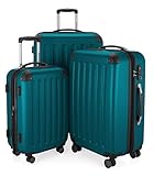 HAUPTSTADTKOFFER - SPREE - 3er Trolley-Set Rollkoffer Reisekoffer, (S, M und L) Koffer-Set, 4 Doppel-Rollen, , Aqua Grün