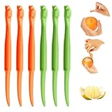 Mabor Kunststoff Apfelsinenschäler，6pcs Tragbar Zitronenschäler Orangenschäler Gadgets Picknick im Freien Orangen Schalen Schneider Fruchtschäler für Grapefruit und Orange Obstschneider Küchenzubehör