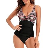 Evolyline Badeanzug Damen Bauchweg Sexy Triangel V Neck High Waist, Monokinis Shape Badeanzüge für Damen mit Bügel Stark Figurformender Badebekleidung Bademode Swimsuit für Raffung Strandmode