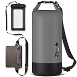 Glymnis Dry Bag wasserdichte Tasche 10L 20L Wasserdichter Packsack mit Bauchtasche und Tragegurt Waterproof für Wassersport Strand Schwimmen Bootfahren Reisen Camping (Schwarz, 5L)