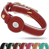 OOPSDOGGY Reflektierendes Airtag-Hundehalsband aus echtem Leder, weich gepolstert, für kleine, mittelgroße und große Rassen, Hunde, Welpen, 4 Größen, 7 Farben (Rot, XL, 48,3 - 61 cm)