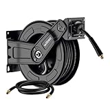 Wiltec Druckluft Schlauchtrommel 15 m, automatische Druckluftschlauchtrommel Stahl, 20 bar Drucklufttrommel, Schlauchaufroller einfache Montage