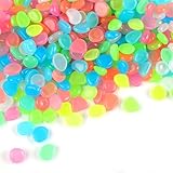 400 Stück Leuchtsteine, Bunt Leuchtende Muggelsteine, Wiederverwendbar Fluoreszierende Steine Garten, Kleine Leuchtkiesel Steine für Garten, Aquarium, Balkon, Terrasse & Kinderzimmer