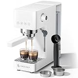 AMZCHEF Siebträgermaschine 20 Bar, Espressomaschine mit professionellem Milchaufschäumer, Klein Kaffeemaschine Espresso für Cappuccino, Latte & Macchiato, 1.5L Wassertank,Weiß
