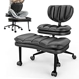 HOMRELEXA Bürostuhl mit Kreuzbeinen, ergonomischer Kniestuhl, Cloud Criss Cross Schreibtischstuhl, 360° drehbar, ADHD Meditationsstuhl mit Verstellbarer Höhe und Rückenstütze, Schwarz