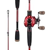 Sougayilang Baitcasting Combo, 2 Abschnitte M/MH Lightweight Baitcasting Rod und 8.0:1 Baitcaster Reel, Angelrute und Rolle Combo für Reisen Salzwasser Süßwasser-2.1L