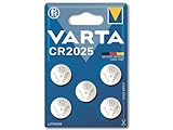 VARTA Batterien Knopfzellen CR2025, 5 Stück, Power on Demand, Lithium Coin, 3V, kindersichere Verpackung, für elektronische Kleingeräte - Autoschlüssel, Fernbedienungen, Waagen