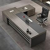 ZDFTGKM Moderner L-förmiger Chefschreibtisch mit Schubladen und Stauraum, Schreibtische aus Holz für das Homeoffice, verdickte und stabile Schreibtischplatte (rechtes Gehäuse, 79' L / 200 cm)