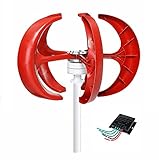 AISINILALAO 9000 W 3-Phasen-Wechselstrom-Permanentmagnetgenerator, 220 V, 48 V, 24 V, 12 V, 5-Blatt-Windgenerator, Windturbinen-Kit Mit Controller Für Hybrid-Wind-Solarsystem (Rot),48v