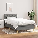 Tidyard Boxspringbett mit Matratze Jugendbett mit Lattenrost Bett mit Kopfteil Bettrahmen Polsterbett Gästebett Schlafzimmerbett Doppelbett/Einzelbett Designerbett Hotelbett Dunkelgrau 90x190 cm Stoff