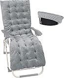 REDCAMP Chaise Lounge Kissen Terrasse Stuhl Kissen, Tragbare Auflagen für Gartenliegen Dick Sonnenliege Liege Gravity Chair Pad Indoor Reisen Innenbüro im Freien, Urlaub, Grau