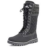 Polar Damen Schnee Dauerhaft Draussen Thermal Winter Warm Wasserdicht Mitte Wade Stiefel - Schwarz - UK6/EU39 - YC0376