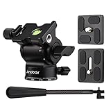Andoer Video-Fluidkopf Schwenk-Neige-Stativkopf Panorama-Kugelkopf-Stativhalterung mit 1/4-Zoll-Schraube abnehmbarem Griff 2 Stück Schnellwechselplatte, 10 kg/22 lbs Tragfähigkeit