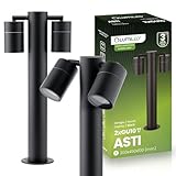 Lumiled Pollerleuchte Außenstehleuchte 45 cm IP44 spritzwasserdicht schwarz 2xGU10 Fassung verstellbar 230 V Gartenleuchte Wegeleuchte Spot Außenlampe modern langlebig für Terrasse und Wegbeleuchtung