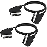 YARCHONN SCART zu SCART Kabel Blei Adapter voll verdrahtet 21 Pin männlich zu männlich vernickelt Audio Video Stecker Adapter Verlängerungskabel für TV VCR DVD -1.5M / 4.92FT -2pcs