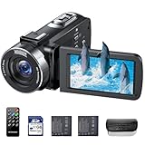 Videokamera 4K 42MP Camcorder 18X Digitalzoom kamera Video recorder, 3,0 Zoll 270° drehbarer Bildschirm Video Camera Vlogging Kamera für Youtube mit 32 GB SD-Karte, Akkus, Fülllicht, Fernbedienung