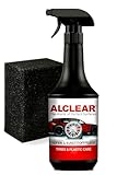 ALCLEAR 721RK Auto Reifenglanz Reifen-und Kunststoffpflege, Gummipflege, seidenmatt, 1.000 ml, mit Auftragsschwamm, schwarz