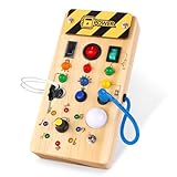 Hoarosall Montessori Spielzeug Busy Board mit LED Lichtschalter Activity Board Holzspielzeug ab 1 Jahr Motorikspielzeug Sensorik Spielzeug Lernspielzeug für Babys und Kleinkinder ab 1 2 3 4 Jahre