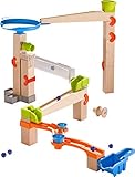 HABA 303964 - Kugelbahn – Grundpackung Marble Twister | Murmelbahn aus Holz mit Soundeffekt-Bahn, 2 Glöckchen und Container zum Auffangen der Murmeln | Spielzeug ab 4 Jahren, Mehrfarbig