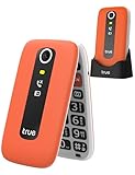 TRUE Seniorenhandy Klapphandy ohne Vertrag, 2,8 Zoll Farbdisplay, großen Tasten Handy für Senioren mit Schrittzähler, Sturzalarm, SOS Notruftaste, Ladestation, Taschenlampe, S70, Orange