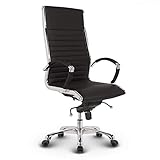 VERSEE Premium Echt-Leder Chefsessel Montreal in Schwarz -...