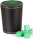 Würfelbecher-Set mit 5 Würfeln, Leder, stabil, stabil, bequem, Handgefühl, Würfelbecher-Set