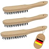 Novatool Drahtbürsten Set I 2-reihig + 4-reihig + 6-reihig I 27 cm lang I mit Holzgriff I Bremssattelbürste Drahtbürste Kratzbürste Metallbürste Handdrahtbürste Wire Brush