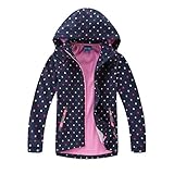 Natashas Kinder Mädchen Wasserdicht Jacke Übergangsjacke Fleecefütterung Warm Atmungsaktiv Winddicht Wanderjacke Softshelljacke Outdoorjacke mit Kapuze (122)