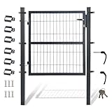 Sonnewelt Gartentor Anthrazit 100x100cm Gartentür mit Schloss Zauntür für Garten Tor Gartenpforte Gitterzaun