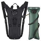 Outplea Taktischer Trinkrucksack mit 3L Wasserblase, Leichter Fahrradrucksack mit Trinksystem, Wasserrucksack für Laufen Radfahren Wandern, Schwarz