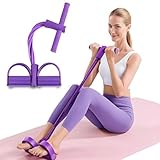 JunD Multifunktionales Zugseil 6-Tuben Pedal-Widerstandsband Sit-Up Zugseil Bauchtrainer für Zuhause Beintrainer Po Trainer NBR Tuben Schaumgriffe Yoga Pilates, Lila
