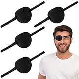 4 Stück Augenklappen, Medizinische Augenklappen für Erwachsene und Kinder, 3D Verstellbare Augenklappe Pirat Eye Patches für Linke Oder Rechte Augen Amblyopie Erholungsphase Nach (Schwarz)