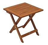 DEGAMO Gartentisch Beistelltisch Java 45x45cm klappbar, Akazie braun geölt, FSC®-Zertifiziert, klappbar