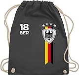 Fussball WM 2022 Fanartikel - EM Fan-Shirt Deutschland - Unisize - Dunkelgrau - deutschland beutel - WM110 - Turnbeutel und Stoffbeutel aus Baumwolle