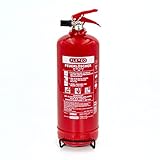 Feuerlöscher ABC Pulver 2kg (PFAS-frei) - klein für Zuhause Auto Wohnwagen LKW - Pulverlöscher inkl. Halterung - Autofeuerlöscher mit Manometer - Fire Extinguisher