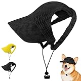 OFFCUP Hunde Baseballmütze Mütze Verstellbar Hunde-Sonnenhut mit Ohrlöchern Outdoor Hundecap Sommer Reise Hut Sonnenhüte Sonnenschutz Sport Sommer-Haustier-Visier für Welpen Katzen (Schwarz, M)