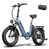 Fafrees FF20 Polar E Bike Klapprad Elektrofahrrad 20 * 4.0 Zoll, Fatbike Doppelbatterie 10.4Ah*2, E-Fahrrad Reichweite bis zu 95-160km, Mountain e Bike Herren Damen (Blau)