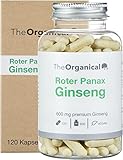 TheOrganical® Roter Panax Ginseng 600 mg | 120 hochdosierte Kapseln| Hergestellt in Hamburg |100% Vegan | Laborgeprüft | Ohne Zusätze | Volle Wirkung | natürliche ginseng kapseln hochdosiert
